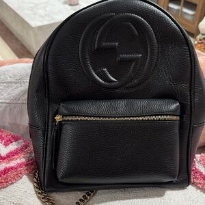 Gucci Black Backpack with Gold Details